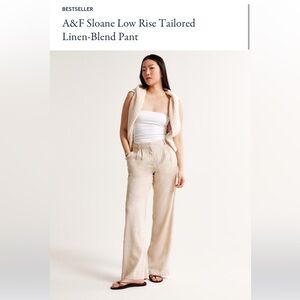 A&F Sloane Low Rise Tailored Linen-Blend Pant - Beige 29L